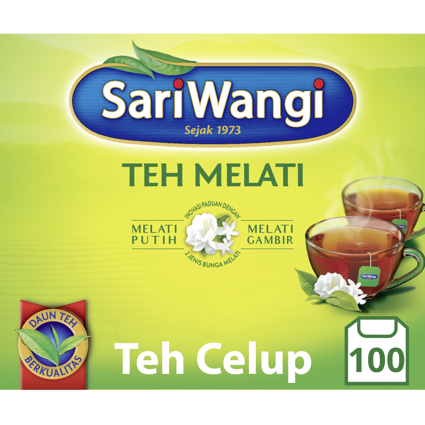 SariWangi Teh Melati Tea Bag 100 - Sariwangi Teh Melati, dengan formulasi baru.  Dalam kemasan isi 1000, Lebih ekonomis.